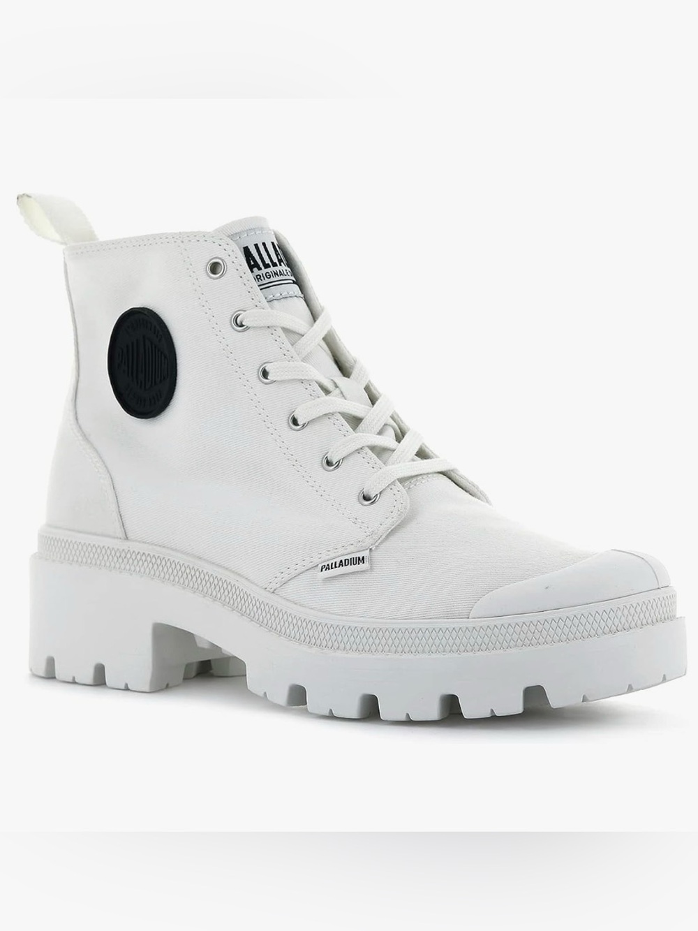 Palladium White Canvas High-Top Lug Sole Boots